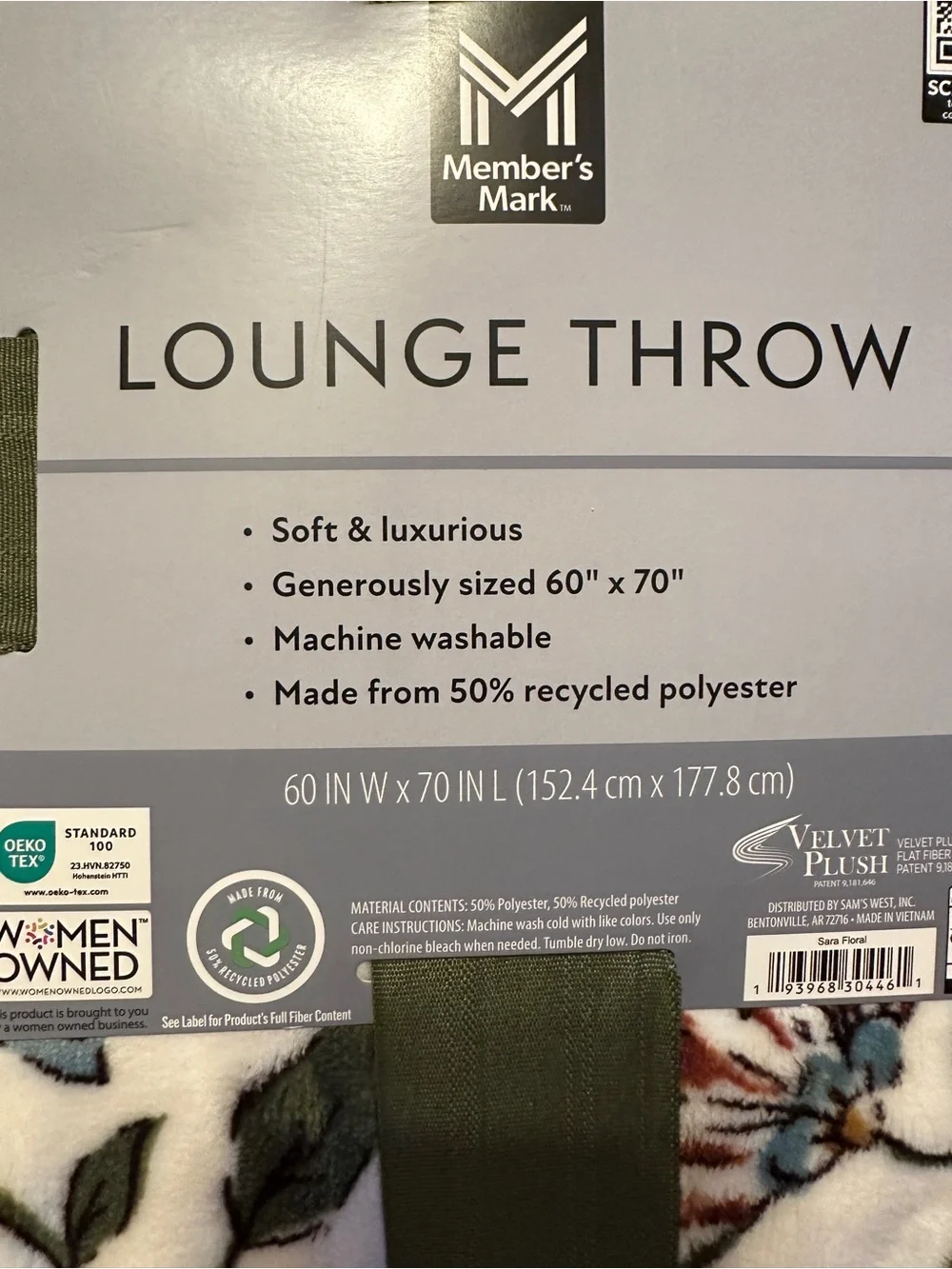 Member's Mark Fall Floral Lounge Throw Blanket 60